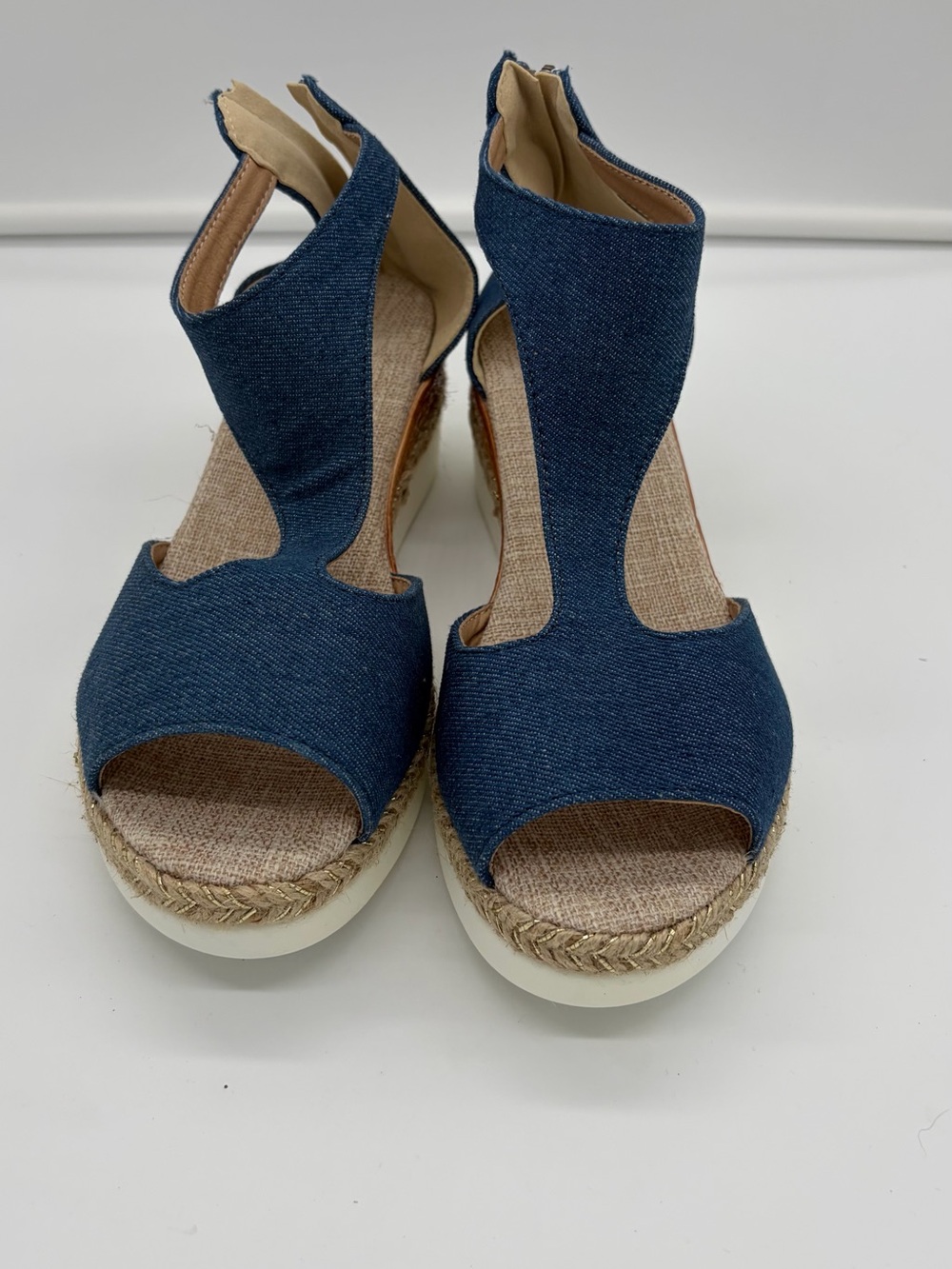 Denim Blue Wedge Sandals - Comfortable Summer Espadrilles